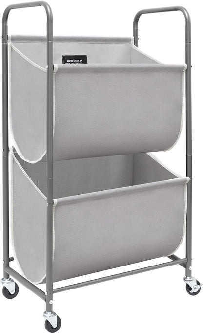 STORAGE MANIAC 80 Liters Vertical Rolling Laundry Hamper, 2 Section Laundry by STORAGEMANIAC