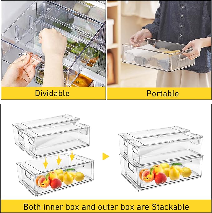 3 Pack Refrigerator Organizer Bins - Image 3