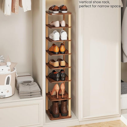 LUCKNOCK Vertical Shoe Rack, 8-Tier Tall Narrow Shoe Organizer - Image 5