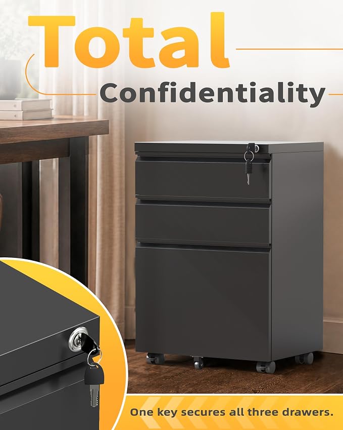 3 Drawer Mobile File Cabinet - Image 6