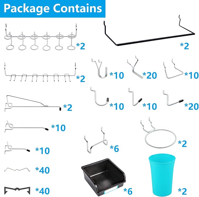 FRIMOONY Pegboard Hooks, with Bins, Peg Locks, - Image 2
