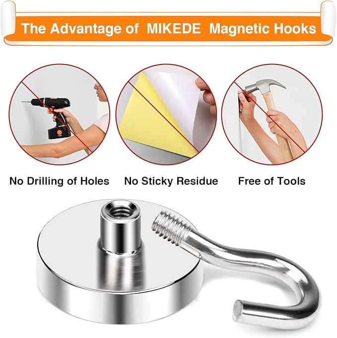 MIKEDE Magnetic Hooks, 85 Lbs Heavy Duty Earth Magnets - Image 4