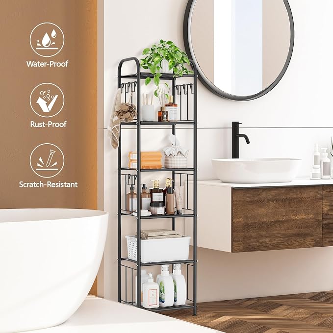 PouHenier.jh Tall Metal Narrow Skinny Shelf Unit - Image 3