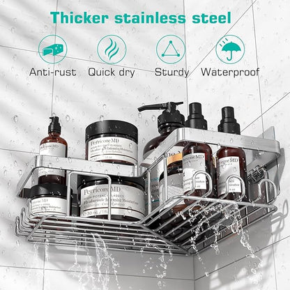 YASONIC Corner Adhesive Shower Caddy, - Image 3