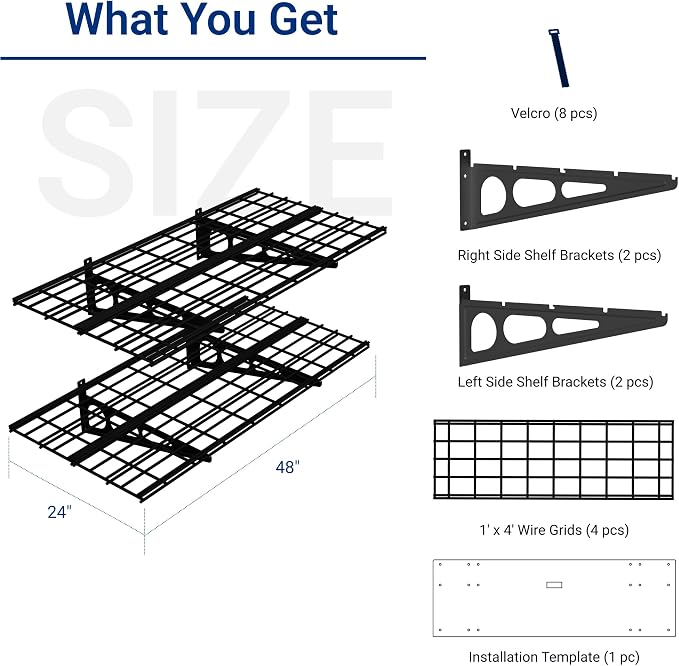 FLEXIMOUNTS 2-Pack 2x4ft 24-inch-by-48-inch Wall Shelf Garage Storage Rack Wall - Image 2