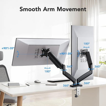 HUANUO Dual Monitor Mount, Mounts 2 Screens Up to 32 Inch, Holds 22 lbs per Arm - Image 5