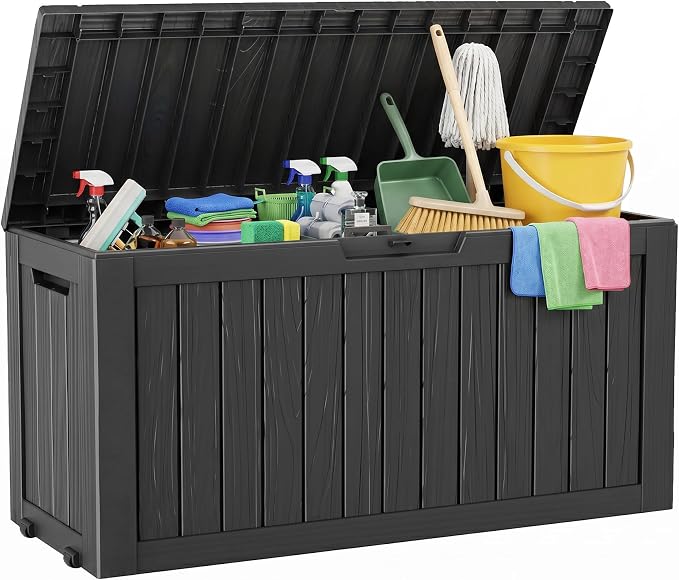 Outdoor Storage Box, 100 Gallon Resin Deck Box, Lockable Indoor Outdoor - Image 8
