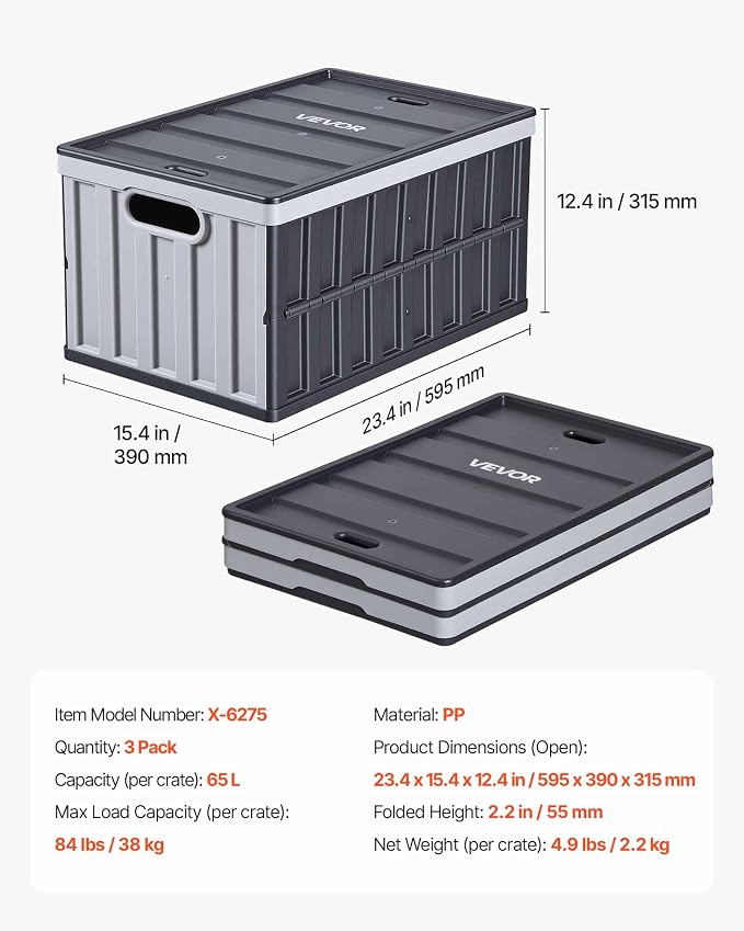 VEVOR Plastic Collapsible Storage Bins - Image 7