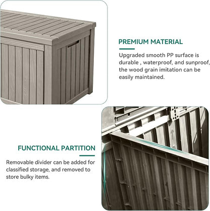 YITAHOME 180 Gallon Large Outdoor Storage XL Deck Box w/Divider - Image 6