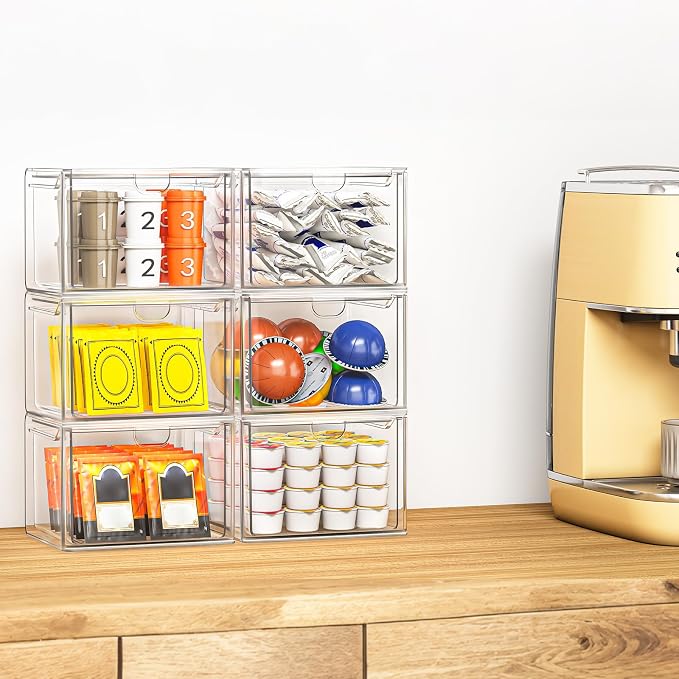 6 Pack Small Stackable Stroage Drawers, Acrylic Bathroom Makeup Organizer - Image 4
