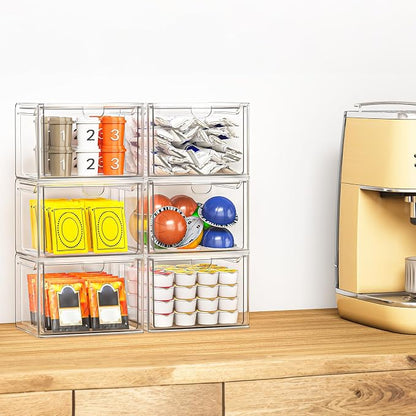 6 Pack Small Stackable Stroage Drawers, Acrylic Bathroom Makeup Organizer - Image 4