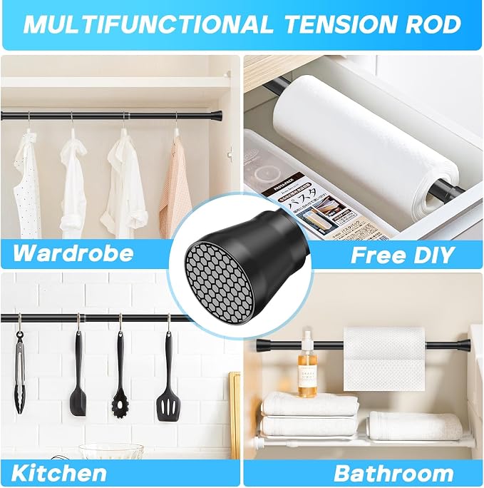 Small Tension Rod Black Spring Curtain Rod No Drilling Spring Tension Rods - Image 6