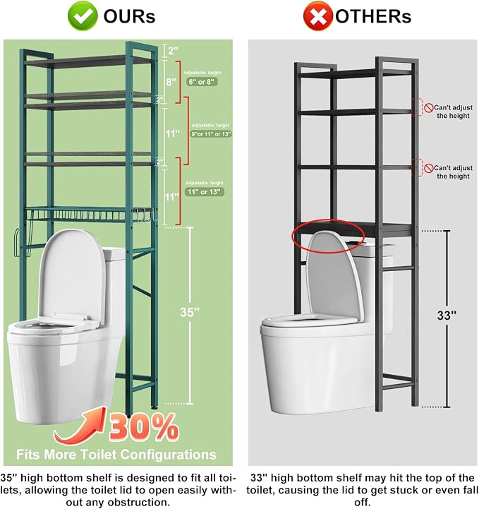Kalrin Over-The-Toilet Storage Rack, 4-Tier Bathroom Organizer Shelf Over Toilet - Image 2