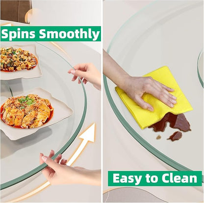 34.6 inch Lazy Susan for Table Top Tempered Glass Rotating Serving Tray for - Image 5
