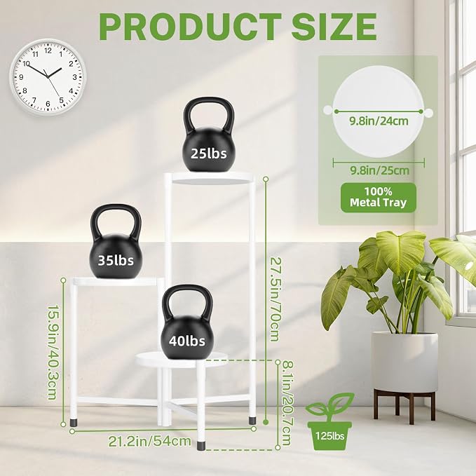 iDavosic.ly 3 Tier Large Plant Stand Indoor, 10 Inch Wide Tall Corner Metal - Image 3