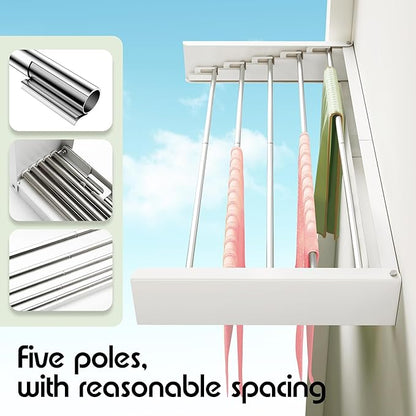 BOQORAD Clothes Drying Rack Wall Mounted 32“, Drying Rack Clothing Wall Mount - Image 7