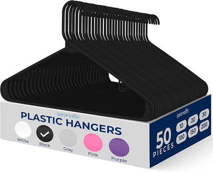 SereneLife 50 Pack Plastic Hangers, Space-Saving Closet Organizers, Durable and by SereneLife