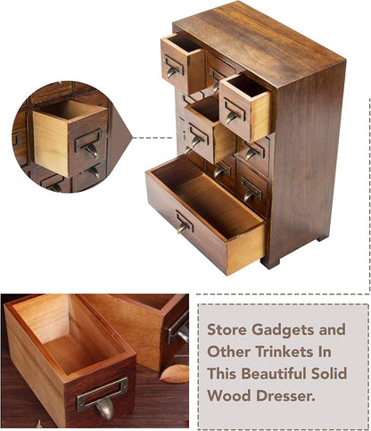 Library Card Catalog Solid Wood Small Curio Cabinet l Retro Storage Organizer - Image 8