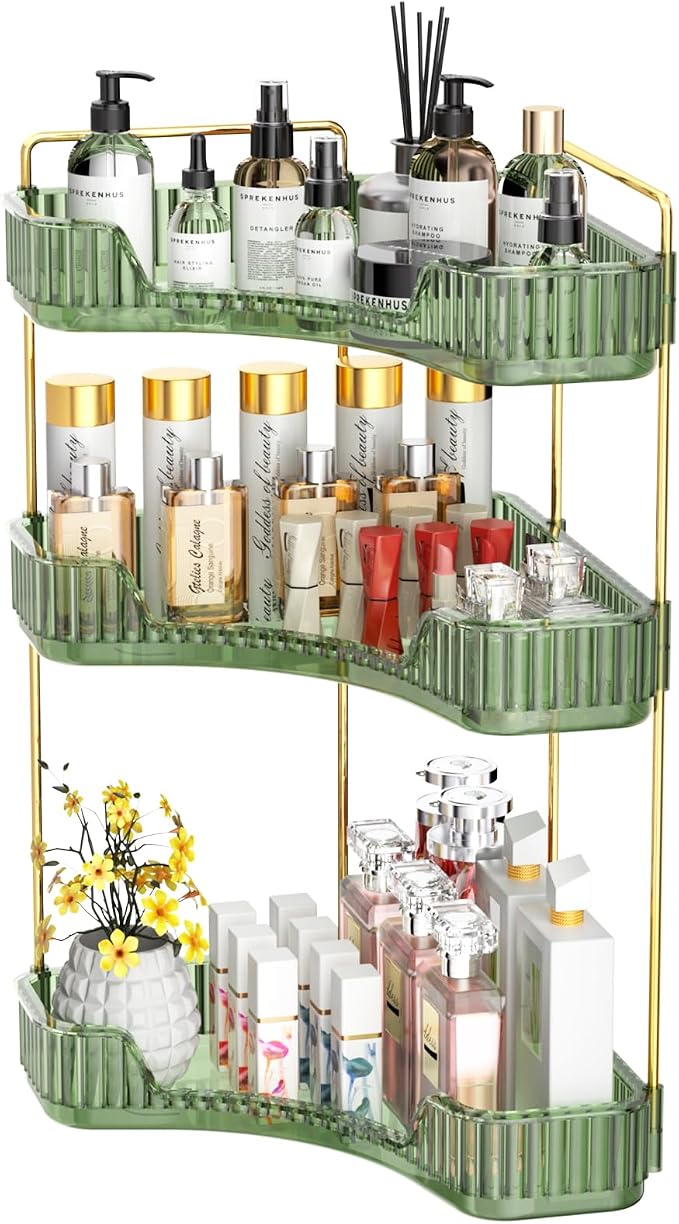 GTI 3-Tier Corner Bathroom Counter Organizer, Large Capacity Makeup Organizer by GTI
