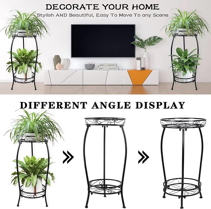 MOCORY Plant Stand Indoor Outdoor 2 Tier 25" Tall Metal Potted Holder Flower - Image 5