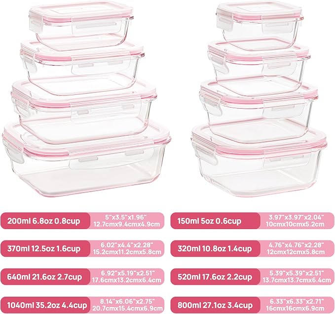 Vtopmart 8 Pack Glass Food Storage Containers - Image 2