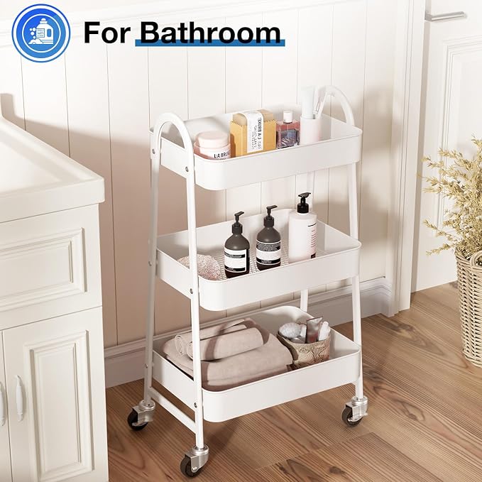 DUMOS 3 Tiers Metal Rolling Utility Cart - Image 5