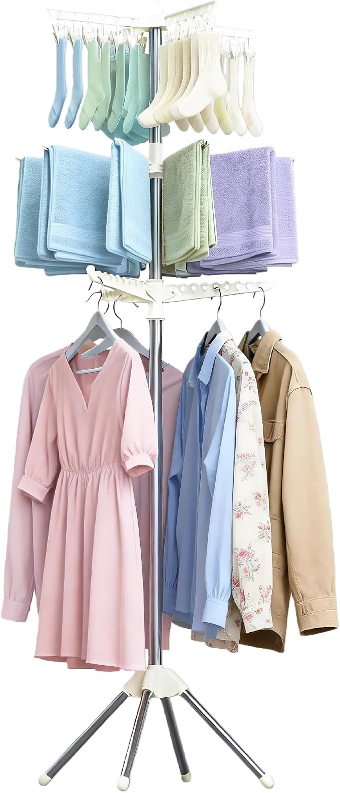 Beaudaily Clothes Drying Rack, Foldable 79.5-Inch Laundry Drying Rack, 3 Tie by Unknown