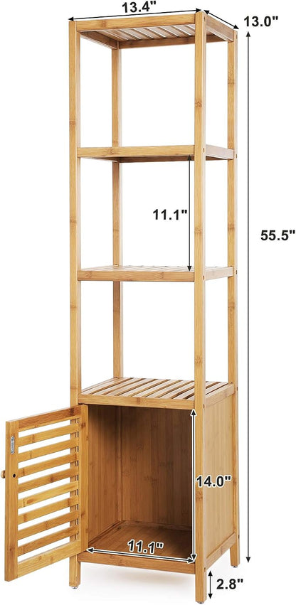 SONGMICS Bamboo Bathroom Storage Floor Cabinet, 4 Tiers Multifunctional Floor - Image 3