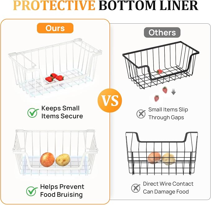 SUNALLY Stackable Storage Bins 6 Pcs Wire Baskets Freezer Organizer, Vegetable - Image 3
