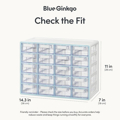 Blue Ginkgo Small 20-Drawer Cabinet – Stackable Clear Organizer - Image 2