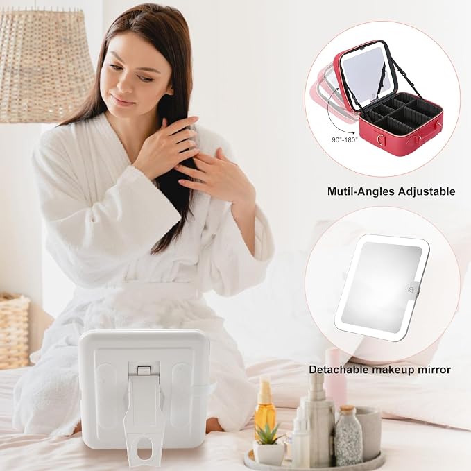 Mocado Travel Makeup Bag with LED Lighted Mirror, Travel Makeup Organizer - Image 6