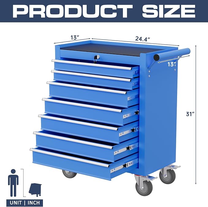 7-Drawer Tool Chest, Rolling Tool Cart - Image 3