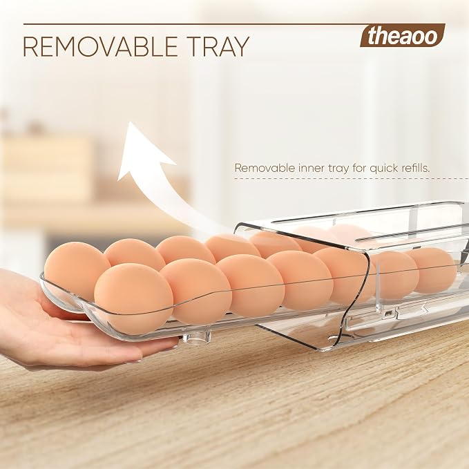 theaoo Egg Holder for Fridge, Automatic Rolling Egg Container for Refrigerator - Image 4
