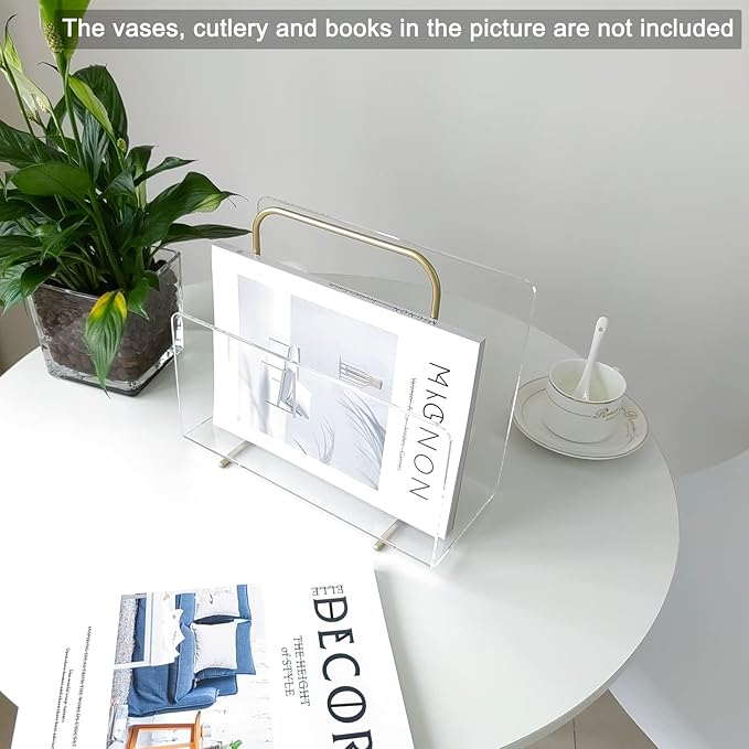 Acrylic Magazine Holder, Crystal Clear Acrylic Magazine Book Rack, Desktop File - Image 6