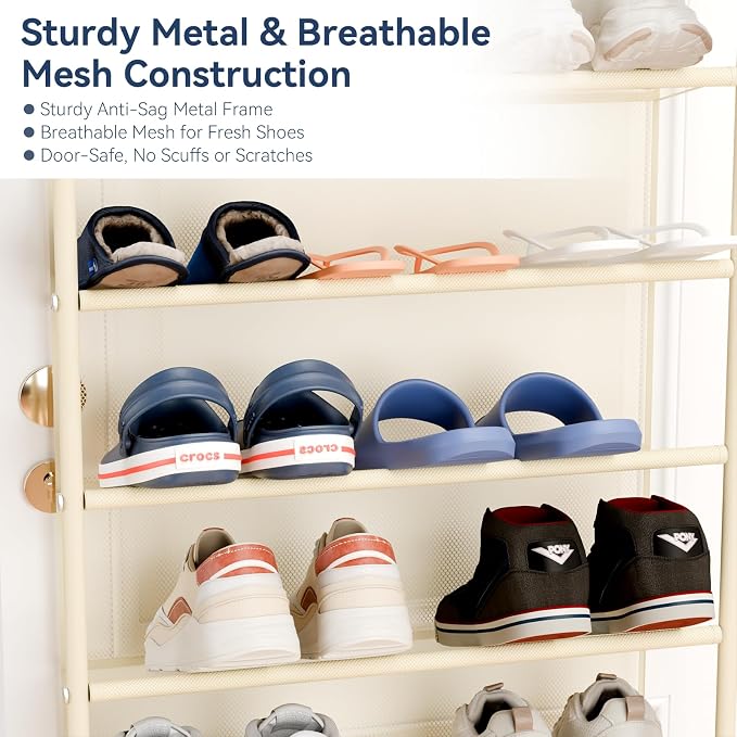 Whitmor 36 Pair Over The Door Shoe Organizer, 12 Tier Hanging Shoe Organizer - Image 5
