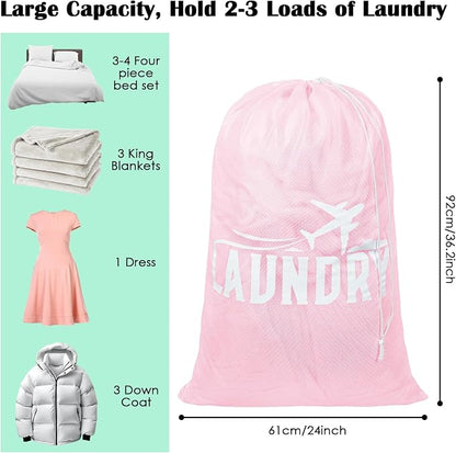 2 Pack Large Mesh Laundry Bag, Heavy Duty Laundry Bags - Image 2