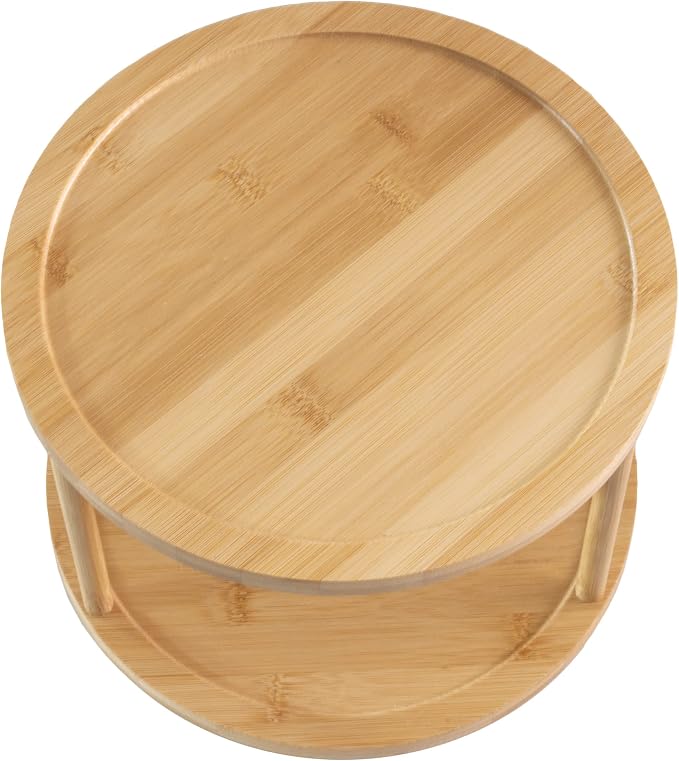 TB Home Two-Tier Bamboo Wood Lazy Susan Organizer Kitchen Turntable - Image 5