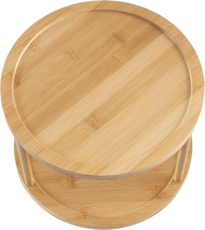 TB Home Two-Tier Bamboo Wood Lazy Susan Organizer Kitchen Turntable - Image 5