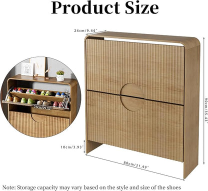 Narrow Shoe Cabinet for Entryway, Fluted Entry Way Shoe Storage Cabinet - Image 2