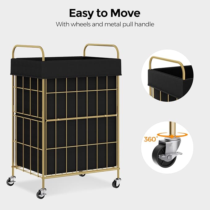 Laundry Hamper with Wheels, 90L Laundry Basket with Handle, Laundry Sorter with - Image 4