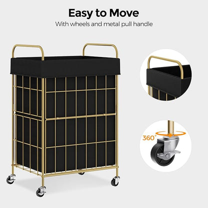 Laundry Hamper with Wheels, 90L Laundry Basket with Handle, Laundry Sorter with - Image 4