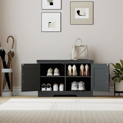 HOMSHO Farmhouse Shoe Storage Bench - Image 4