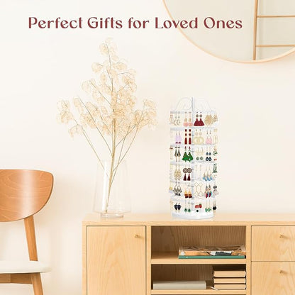 MODOWEY 6 Tier Rotating Earring Holder Organizer Stand, Adjustable Metal - Image 7
