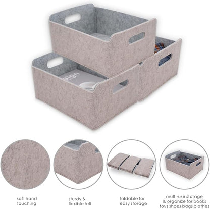 Welaxy Storage Baskets Collapsible Felt Storage bin Foldable Shelf Drawers - Image 5