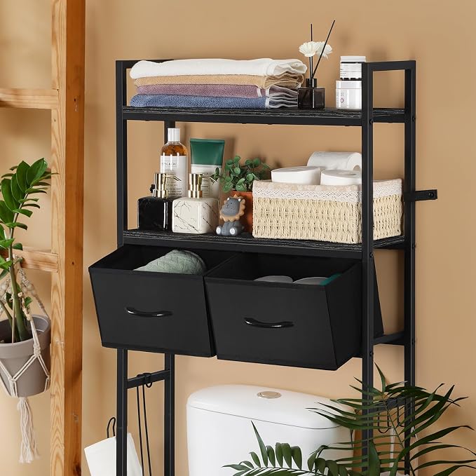YBING Black Over The Toilet Storage Cabinet, Over Toilet Bathroom Organizer - Image 4