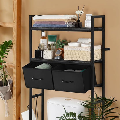 YBING Black Over The Toilet Storage Cabinet, Over Toilet Bathroom Organizer - Image 4