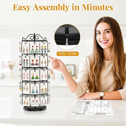EsLuker.ly Earring Holder Organizer Rotating Display Tree Stand, Adjustable - Image 6