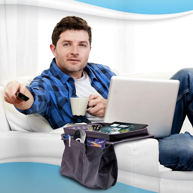 6 Pockets TV Remote Control Organizer, Home Sofa Console Folding Table - Image 6