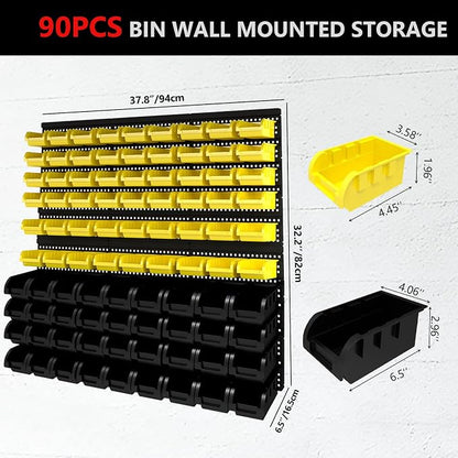 90Pcs Plastic Wall Mounted Storage Bins Parts Rack Nuts And Bolt Bins Organizer - Image 2