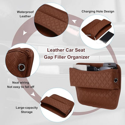 HARFINGTON 2pcs Car Seat Gap Filler Organizer 11.5 x 8 x 2.1 Inch Leather - Image 3